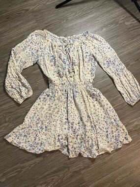 Boho Floral Off Shoulder Dress Cottagecore Peasant Mini Size Medium